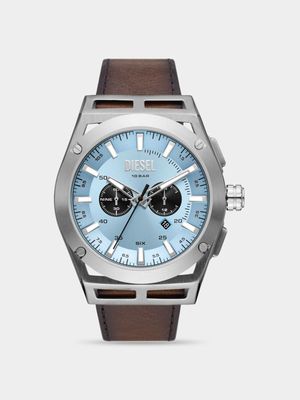 Diesel Men's Timeframe Stainless Steel & Brown Leather Chronograph Watch