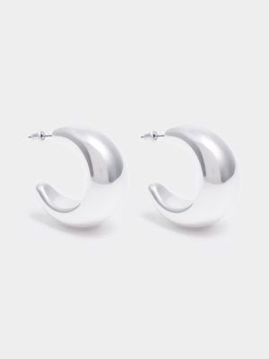 Large Hollow Half Crescent Hoop Earrings