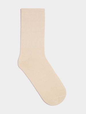 Men's Beige Basic Ribbed Socks