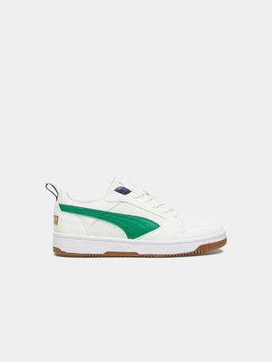 Mens Puma Rebound V6 75 Years White/Green Low Sneakers