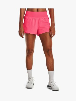 Womens Under Armour 2 In 1 Pink Woven Shorts