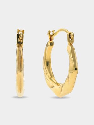 Yellow Gold Pentagon Creole Earrings