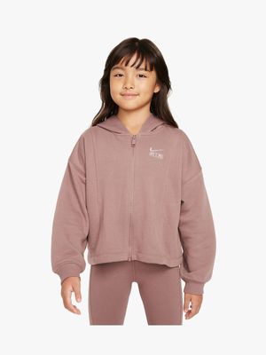 Nike Girs Youth NSW Air French Terry Full-Zip Brown Hoodie