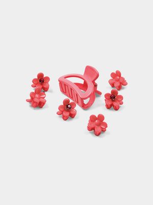 Girl's Pink 7-Pack Butterfly Hair Clips