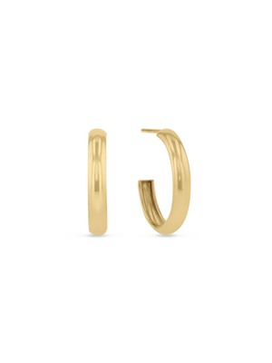 Yellow Gold,+-3mm Open-end small Hoop Earrings