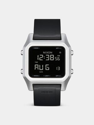 Nixon Men's Staple Silver & Black Digital Silicone Watch