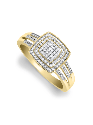 9ct Gold 0.165ct Diamond Triple Cushion Dress Ring