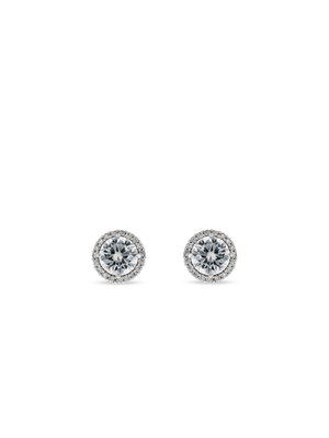 Cheté Vintage Sterling Silver & Cubic Zirconia Round Halo Stud Earrings
