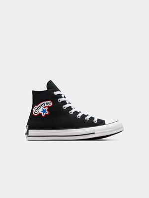 Junior Grade-School Converse All Star Stickers Hi-Top Black/Red Sneakers