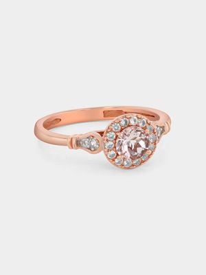 Rose Gold Diamond & Morganite Round Halo Ring