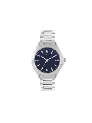 Tempo Men’s Silver Tone & Navy Understated Bracelet Watch