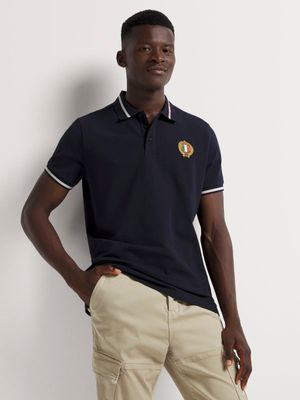 Fabiani Men's Navy Tipped Collar Polo Shirt