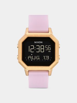 Nixon Women's Siren Stainless Steel Light Gold Plated & Mauve Silicone Digital Watch