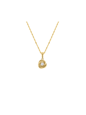 Yellow Gold & Sterling Silver,Cubic Zirconia Flower Pendant on a  Chain