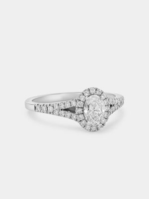 White Gold 0.9ct Lab Grown Diamond Oval Halo Ring