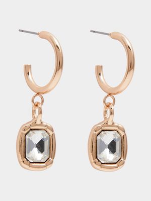 Glass Stone Pendant Drop Earrings