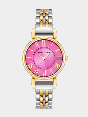 Anne Klein Pink Dial Two-Tone Bracelet Watch