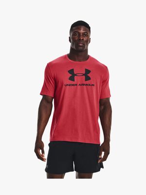 Mens Under Armour Sportstyle Logo Red Tee