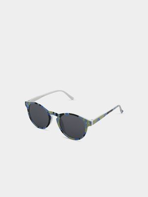Boy's Blue Camo Round Sunglasses