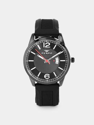 Ferro Men’s Black Plated Silicone Watch