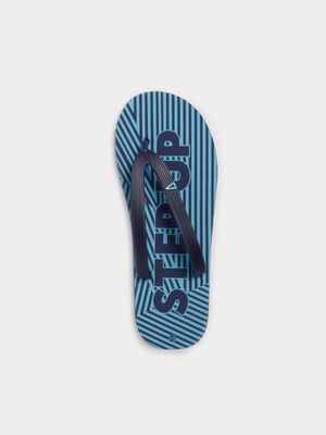 Men's Sneaker Factory Stripe Printed Step Up Navy/Blue Flip Flop