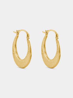 Yellow Gold, Thread Twisted Design Creole Earrings