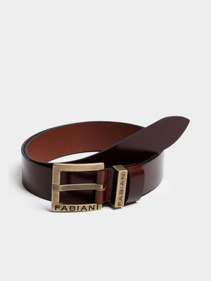 Fabiani Men's Branded Bucklet Brown Belt