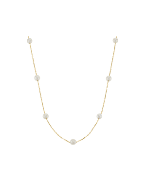 Yellow Gold Freshwater Pearls Station Necklace
