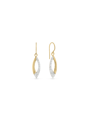 Yellow Gold & Sterling Silver, Crystal Marquise Drop Earrings
