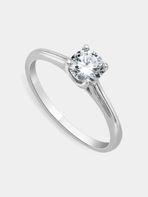 Sterling Silver Cubic Zirconia Solitaire Women’s Promise Ring