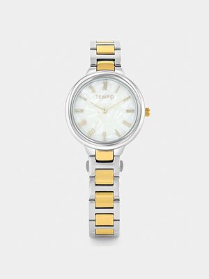 Tempo Silver & Gold Plated Mother Of Pearl Dial Bracelet Watch