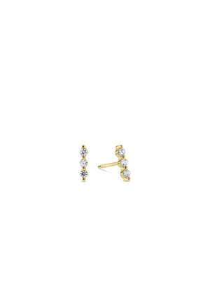 Gold-Toned Sterling Silver & Cubic Zirconia Trilogy Stud Earring