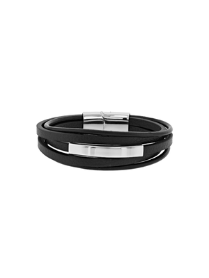 Stainless Steel Multi-Layer Black ID Bracelet