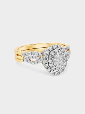 Yellow Gold 0.50ct Diamond Oval Halo Infinity Twinset Ring
