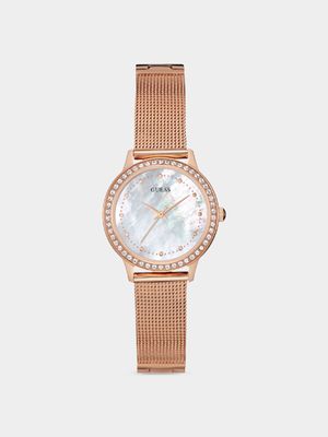 Guess Women's Chelsea Rose Gold Plated Stainless Steel Mesh Watch