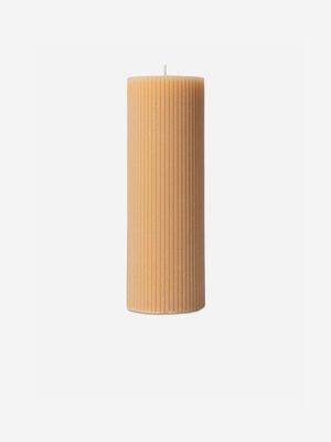 Ribbed Cylindrical Candle Brown 7X20cm
