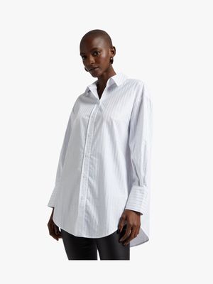 Luella Oversized Cotton Diamante Shirt