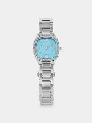 Tempo Women’s Silver Plated Light Blue Dial Bracelet Watch