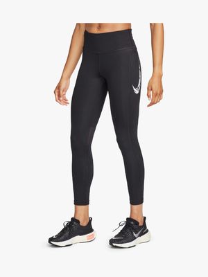 Womens Nike Fast Mid-Rise 7/ Black Tights