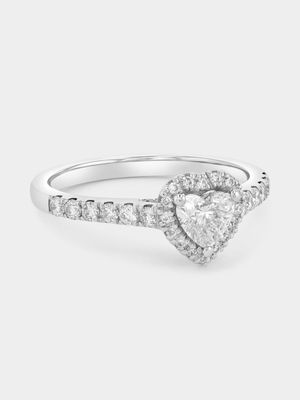 White Gold 0.8ct Lab Grown Diamond Heart Halo Ring