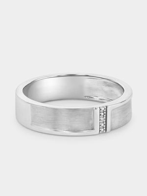 Sterling Silver Earth Grown Diamond Vertical Channel Ring