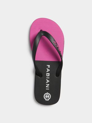 Fabiani Men's Bright Pink Colourblock Flip Flops
