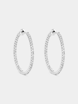 White Gold 0.45ct Lab Grown Diamond Women’s Double Sided Hoop Earrings