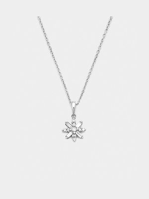 Yellow Gold 0.15ct Diamond Snowflake Pendant on Chain