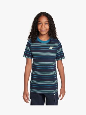 Nike Unisex Kids Club Stripe Navy T-shirt