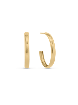 Yellow Gold Women's 4mm Open-end Hoop Large Earrings