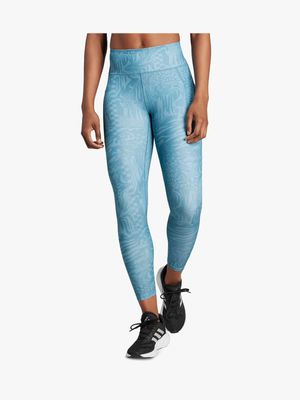 Womens adidas Daily Run All Over Print Teal Tights