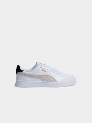 Mens Puma Shuffle White/Gold Sneaker