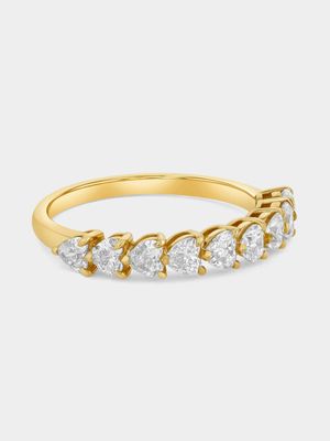 Yellow Gold 1ct Lab Grown Diamond Heart Half Eternity Ring