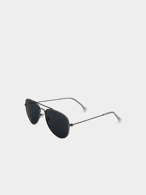 Boy's Black Gunmetal Aviator Sunglasses
